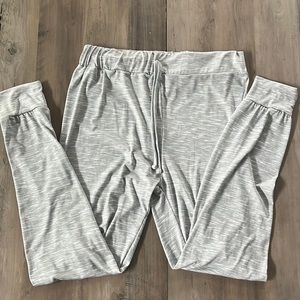 Womens L Soft Joggers in Heather Gray elastic waistband faux drawstring Style 5